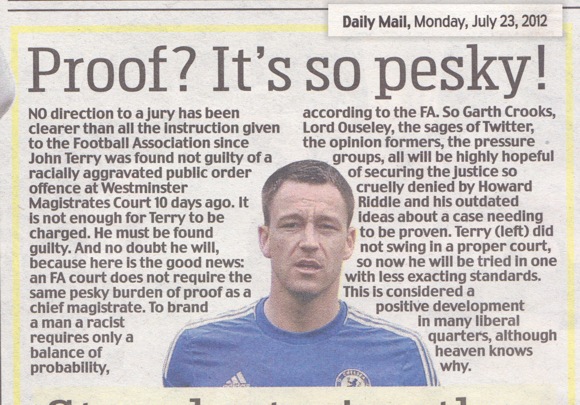 John Terry piece, Daily Mail , 23/7/12
